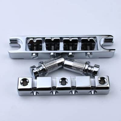 4 String Tune O Matic Bass Bridge with Tailpiece Stopbar Set in Chrome image 1