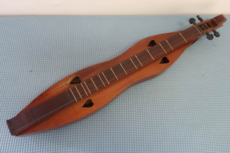 Vintage 1970s The Dulcimer Factory DF STAMP Birch Mahogany 4-String Heart Motif Mountain Dulcimer Walnut Heart Sound Hole K image 1