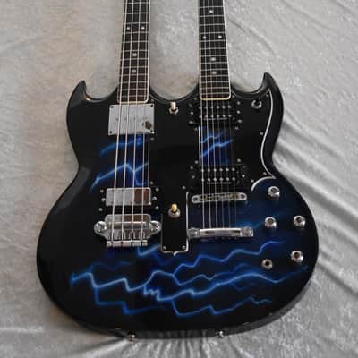 Ibanez 2402 Double Neck Bass / Guitar 1975 Midnight Blue with Lightning image 4