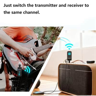 Wireless Guitar System Exclusive, 2.4 GHz Wireless Guitar Transmitter Receiver with 8 Channels, Rechargeable Audio Guitar Transmitter Receiver for Electric Guitar Bass Instruments 48K/16bit (Blue) image 3