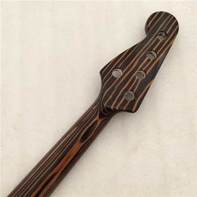 5 String Zebra Wood Bass Guitar Neck,20-Fret image 2