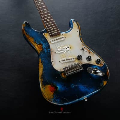 Fender Stratocaster Midnight Blue Pelham Dark Blue Heavy Relic Aged by East Gloves Customs image 2