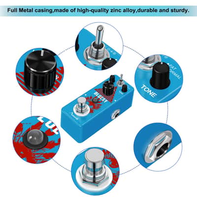 Blues Driver Bluesy Overdrive Blue King Foot Operated Effecter Wide Frequency Range Natural Tone Blues Style Overload Effect Two Modes For Electric Guitars And Bass image 5