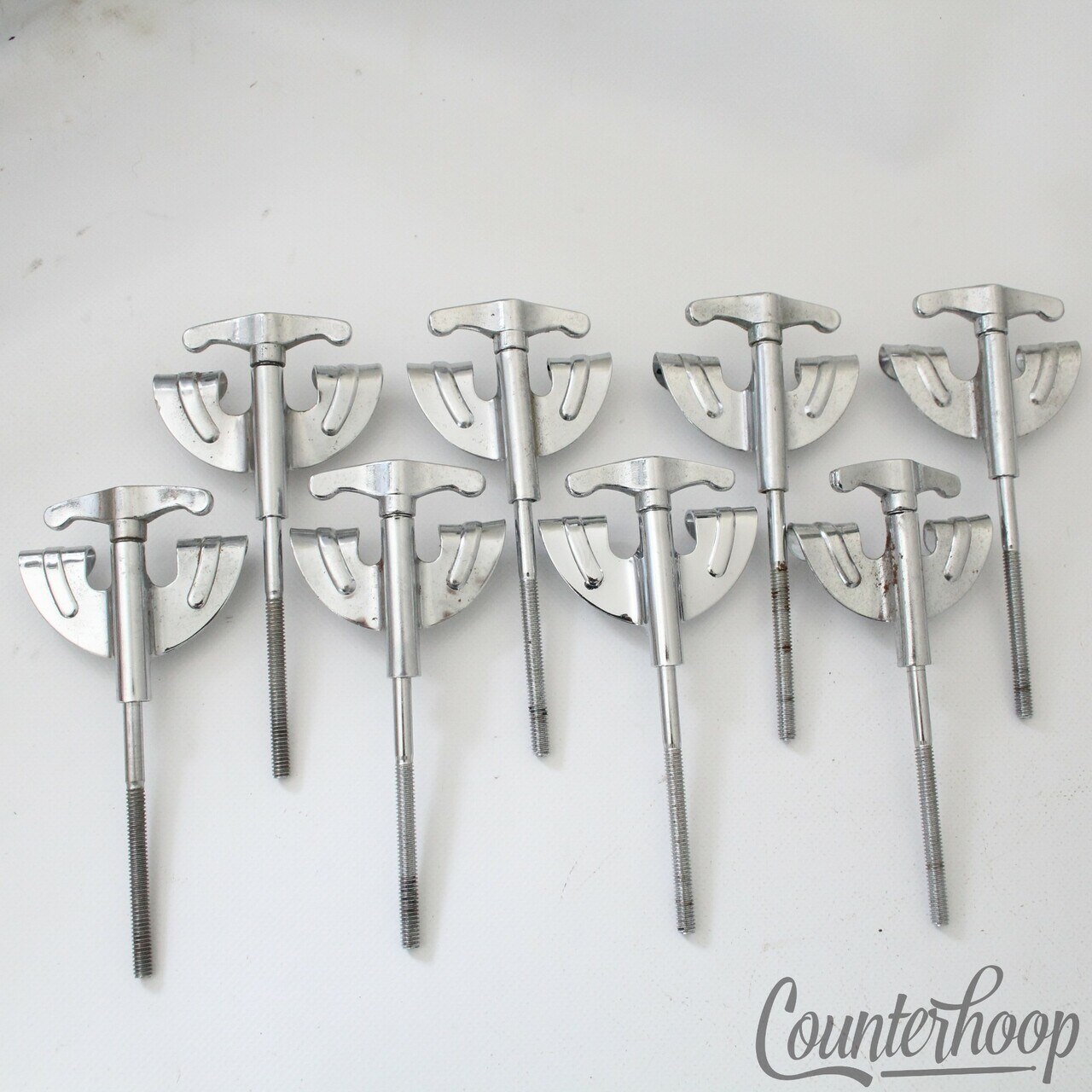 Pearl 8x Bow-Tie 4 1/2"Bass Drum Tension T-Rods+Claws Japan Vintage 70s Chrome* — main photograph