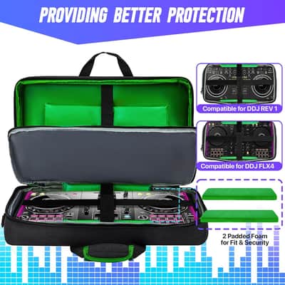 DJ Bag Padded DJ Controller Crossbody Bag with 4 Pockets, for 15.6 Inch Laptop, Cables, DJ Mixer Case with Adjustable Shoulder Strap for DJ Equipment image 3