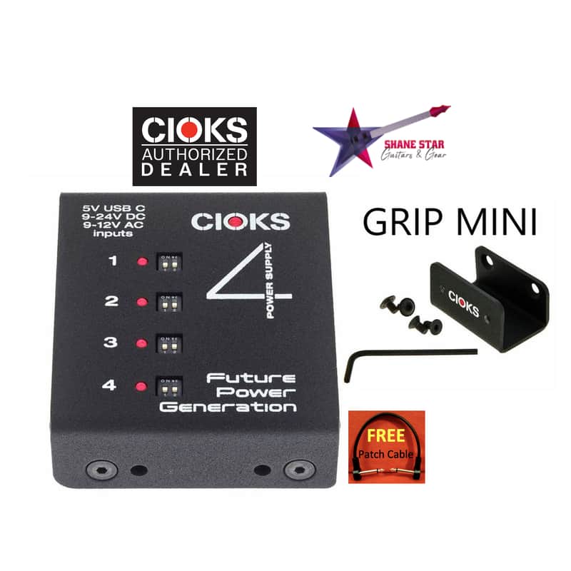 CIOKS C4e + GRIP MINI BUNDLE Pedal Power Expander Kit + GRIP MINI Bracket For Cioks DC7. Switchable Outputs:9,12,15,18Volts + Cables image 1
