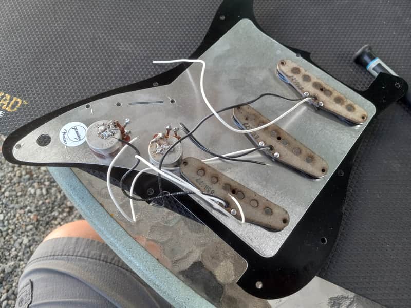Fender Strat pickguard semi loaded Brandon Wound 1977 pickups '77 pots knobs etc image 1