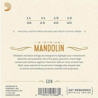 Set of D'Addario EJ74 Phosphor Bronze Mandolin Strings, Medium, 11-40 image 2