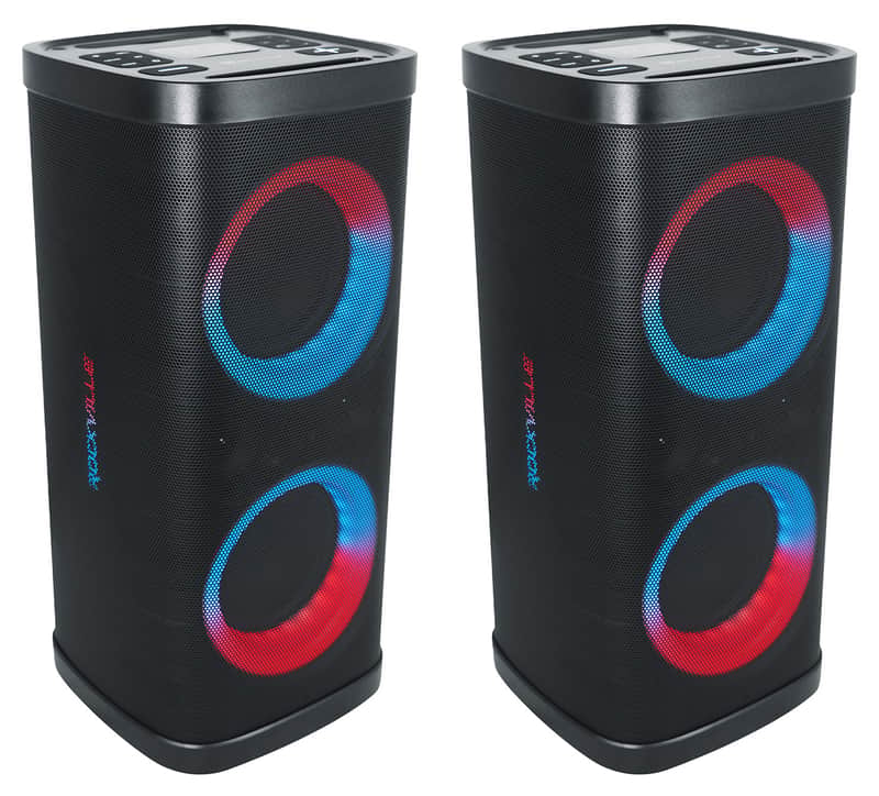 (2) Rockville BASS PARTY 65 V2 Rechargeable LED Wireless Link Bluetooth Speakers image 1
