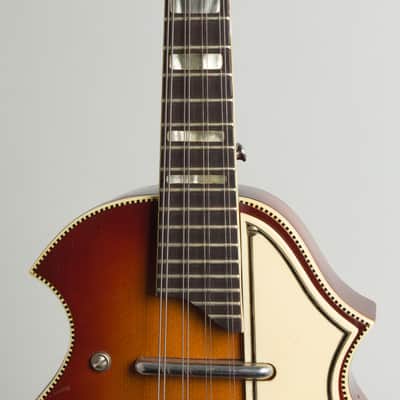 Florentine K-72 Hollow Body Electric Mandolin, made by Kay,  c. 1959, original grey chipboard case. image 8