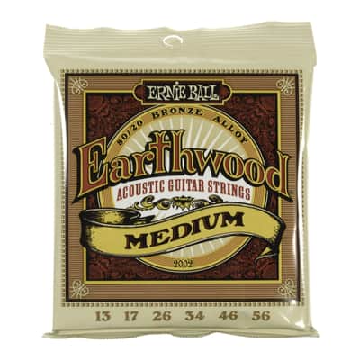 Ernie Ball 2002 Earthwood Medium 80/20 Bronze Acoustic Strings, .013 - .056