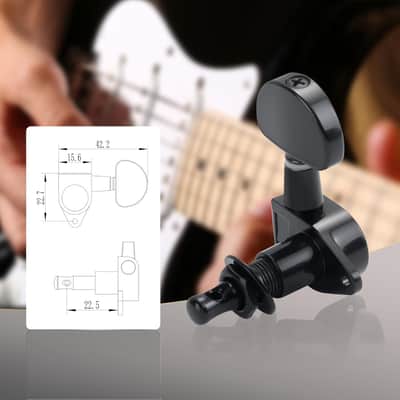 6 Pieces Set, 3L3R Guitar Tuning Pegs, Machine Heads for Electric and Acoustic Guitars, 3-Screw Classic Electric Guitar Tuning Pegs (Black) image 2