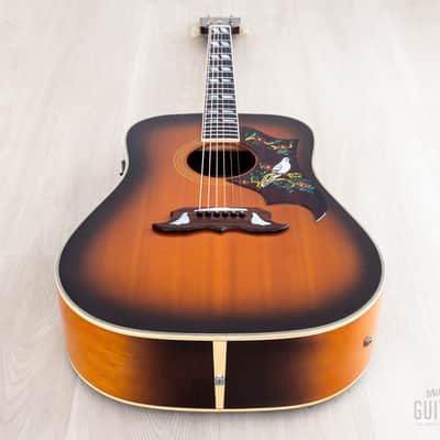 1991 Orville by Gibson Dove Vintage Sunburst Dreadnought Acoustic Electric Guitar w/ Case image 12