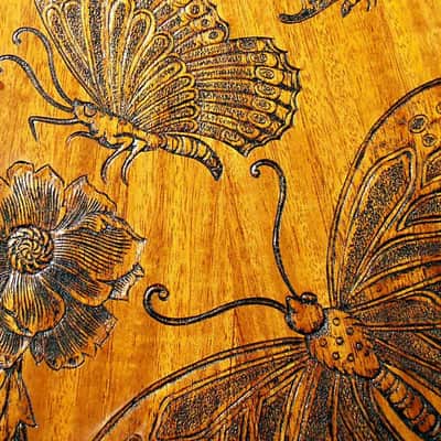 Acoustic Parlor Cutaway Guitar Handmade by Blueberry Butterflies Motif image 11