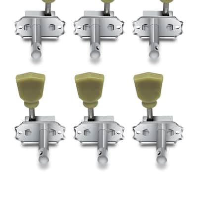 Vintage Guitar String Tuning Pegs Tuning Machines Tuning Keys Machines Heads Tuners Compatible with Les Paul LP SG Style Electric Guitar 3 Left 3 Right, Chrome with Tulip Button. image 2