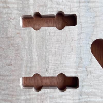 high end Offset Bass Body Unfinished Deep Curly Maple Top / Walnut Accent/ Solid One-piece Mahogany Back- limited Luthier Supply R2 image 25