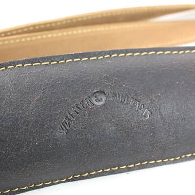 Walker & Williams C-19-DBLK Distressed Black Finish Leather Vintage Slash Strap Extra Long image 7