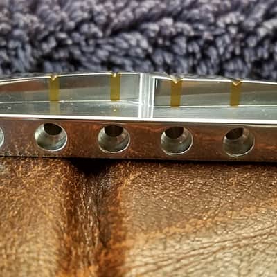 PRS Stoptail Bridge 2016 Nickle/Brass, Brass String Guide Inserts, Brass Posts image 1