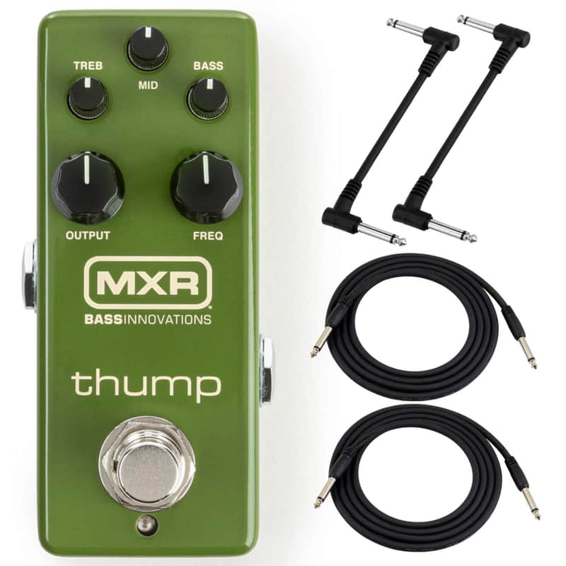 MXR M281 Thump Bass Preamp Effects Pedal Bundle with 4 Free Cables image 1