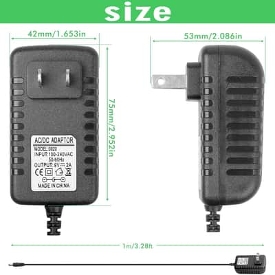 AC DC Power Supply Adapter Charger, 9V,2A, 110V AC, 5.5 x 2.1mm Center Positive, Compatible with Guitar Pedal, Piano Keyboard image 6