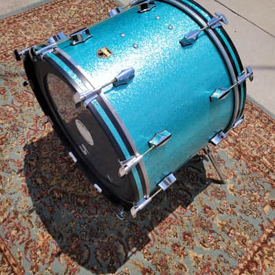 Fibes Austin-Era 16x22 Bass Drum 6-Ply Jasper Shell - Turquoise Sparkle W/ Bag (C013-43) image 3