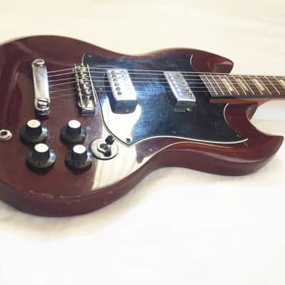 Vintage Kinor SG Electric Guitar - 1969. Made in Japan. Transparent Cherry. image 3