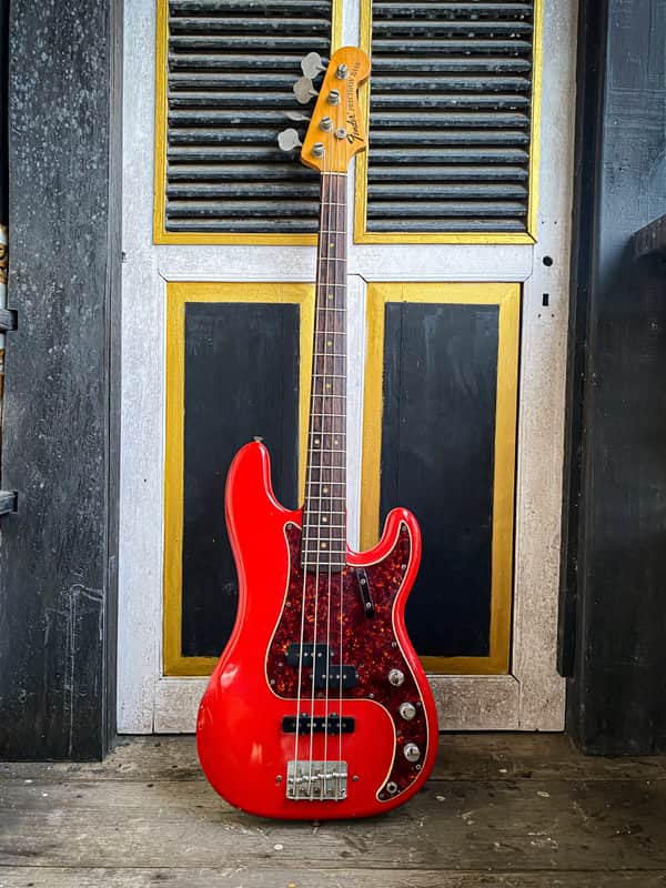 1969 Fender Precision Bass PJ Specs Fiesta Red Refin w/ OHSC Cheney England image 1