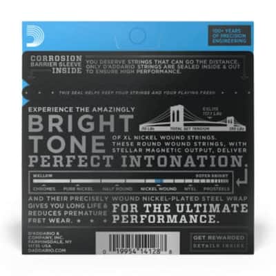 D'Addario EXL115 Nickel Wound Electric Guitar Strings, Medium/Blues-Jazz Rock, 11-49 image 2