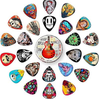 Guitar Picks, 24 Pcs Cool Guitar Pick Thin, Medium, Heavy Guitar Pics,Pick Guitars Variety Pack 0.46 0.71 0.96 1.20mm Thickness,Guitar Picks for Acoustic Guitars Electric Bass (Set -5) image 1