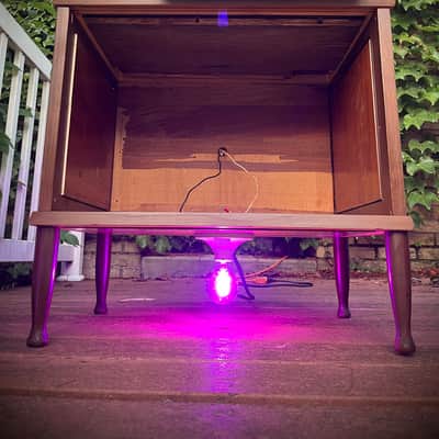 Rotary Connection 1x12 light up loaded guitar speaker cab on legs! Vintage 8 ohm speaker. Semi open. Quality hardwoods. Vintage MCM style. Paisley grill cloth. Heavy duty Switchcraft jack. 2026 - Wood image 11