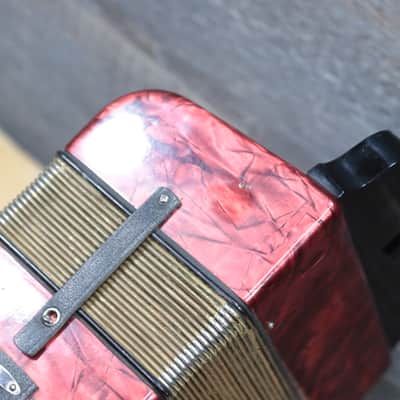 Hohner Erica 2-Row 8-Bass 21-Treble Button C-F Red Diatonic Accordion - Germany image 17