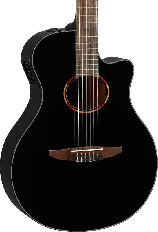Yamaha NTX1 Thinline Acoustic-Electric Classical Guitar, Solid Spruce Top, Black image 1
