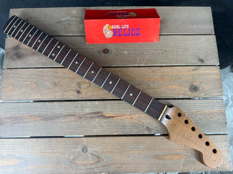 Real Life Relics Nitro Roasted 5AAAAA Flame Maple Strat® Stratocaster Neck Maple W Rosewood Fingerboard STRMF5A #2 image 1