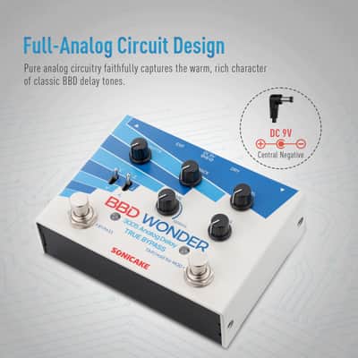 SONICAKE Delay & Modulation Guitar Pedal with Tap Tempo - BBD Wonder QDS-10 | Electric Guitar Bass Effects with 1200ms Delay, Chorus/Vibrato, Support External EXP Pedal, Dry Signal Output, True Bypass image 4