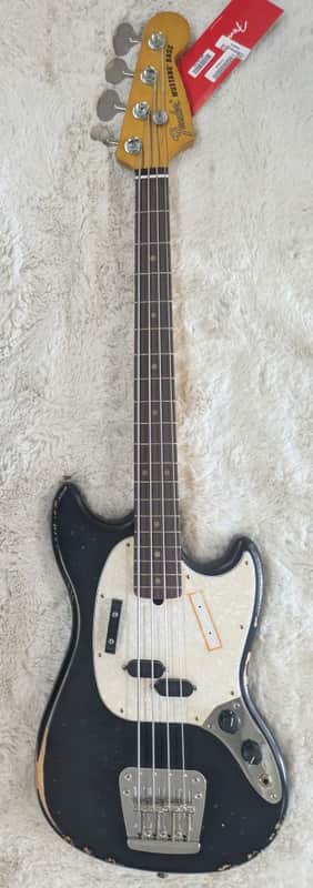 Fender JMJ Road-Worn 4-String Electric Mustang Bass Guitar w/Bag, Black Finish image 1
