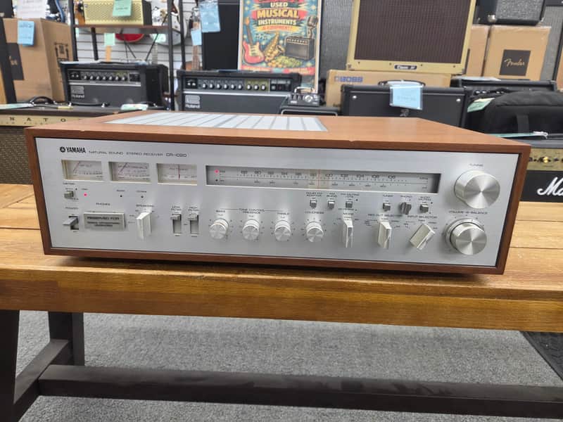Yamaha CR-1020 Natural Sound Stereo Receiver 1970s - Silver with Wood Cabinet image 1