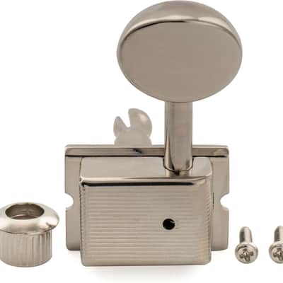 Left-Handed 6-in-line 18:1 Ratio Semi Closed Machine Heads Tuners with Oval Button Split Shaft for Electric Guitar, Nickel image 3