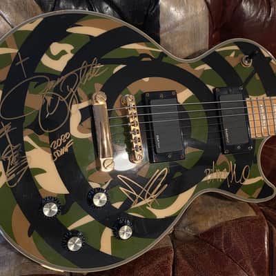 Zakk Wylde Les Paul Custom Camo Bullsye 50th Anniversary Black Sabbath Artist Signed Guitar image 5