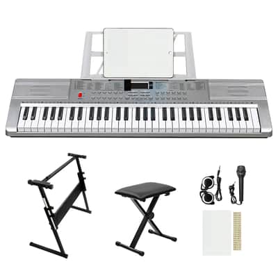 Portable 61Key Electronic Lighted Keyboard Piano LCD Screen Headphone Microphone image 1