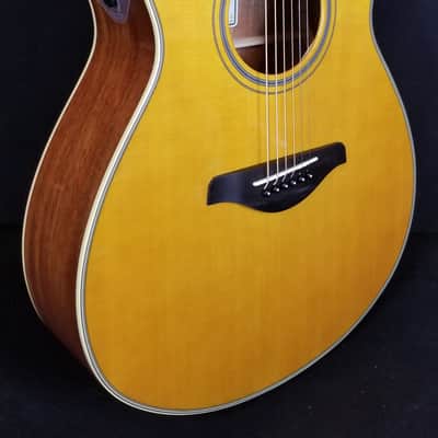 Yamaha FS-TA TransAcoustic Folk Size Concert Acoustic/Electric Guitar, Solid Spruce Top, Vintage Tint image 3