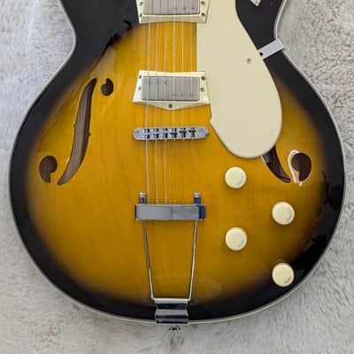 Silvertone 1446TTSB Single Cut Semi-Hollow Guitar w/Trapeze Tobacco Sunburst image 1