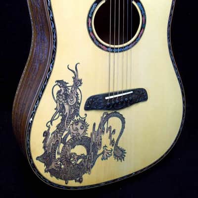 Blueberry Handmade Dreadnought Acoustic Guitar Dragon Motif Built to Order image 17