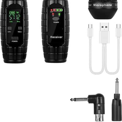 UHF Wireless Microphone System,Transmitter and Receiver XLR Adapter for Dynamic Microphones, Guitar, Mixer, PA System, 16 Adjustable Frequencies, USB Charge, 250ft Range image 3