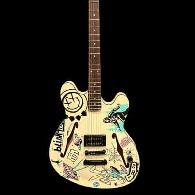 Fender Tom DeLonge Sticker Starcaster Electric Guitar - Olympic White image 2