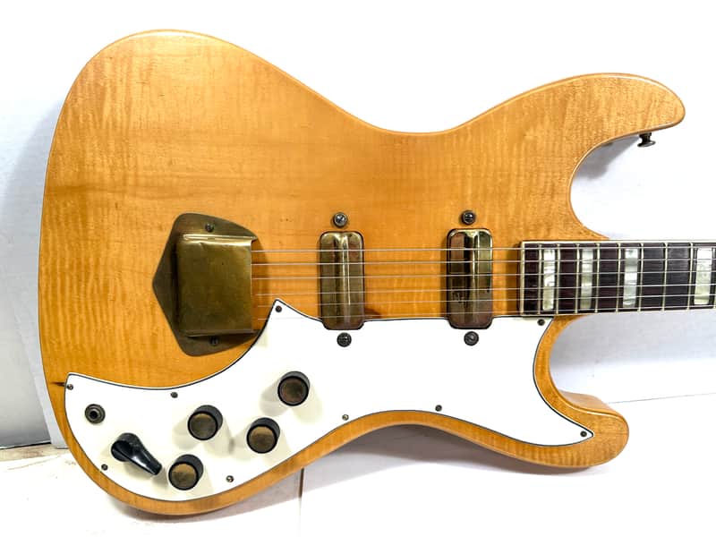 Kay electric guitar with gold hardware and flame maple body K300 K-300 speed bump 1955 - Tiger maple image 1