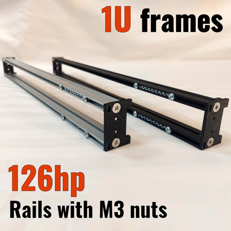 Intellijel 1U 126HP Eurorack Rails Kit with Brackets & M3 nuts (Black / Silver) image 1