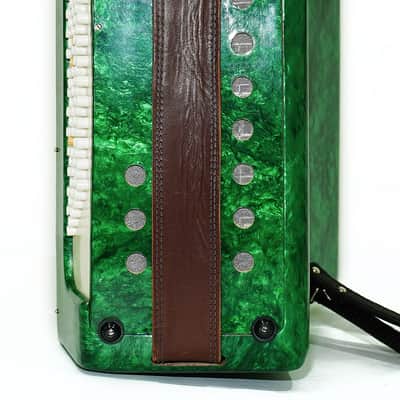 Russian Piano Accordion 120 Bass, Almaz Vintage Keyboard Accordian in Tune, New Straps, 2679 image 9