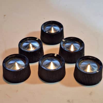 (2) Original 1950's-1960's Silvertone Harmony Kay Knobs *Black / Silver* image 2