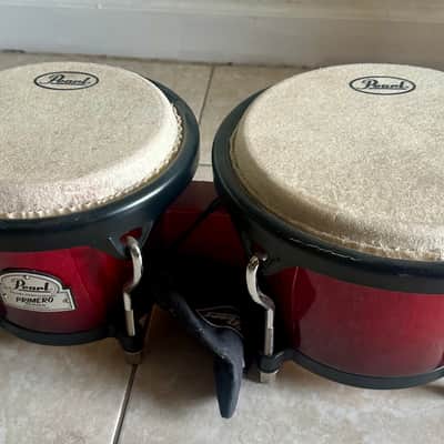 Pearl Primero Bongos – Red Finish – Excellent Playing Condition image 1