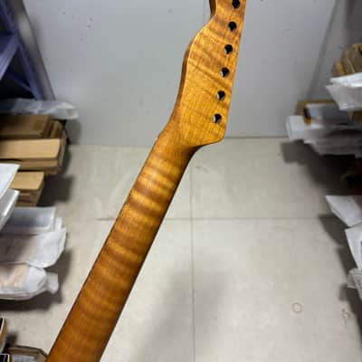 Electric Guitar neck 22 frets Roasted Flame Maple 25.5inch DIY Part repalce image 5